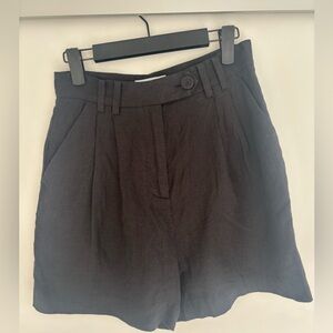 & Other Stories High Waist Linen Black Shorts